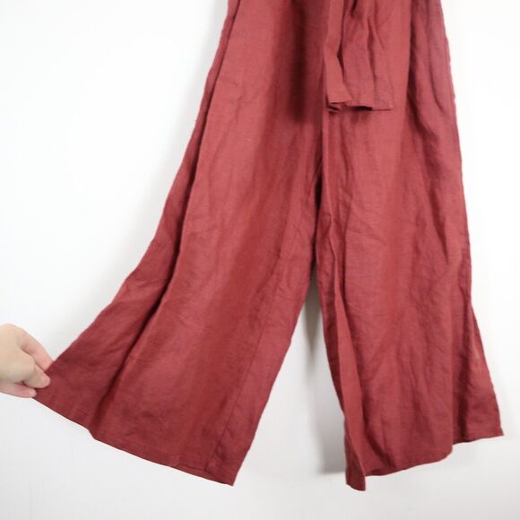 Faithfull the Brand Size S 100% Linen Lais Wide Leg Crop Jumpsuit Strapless - Picture 6 of 10